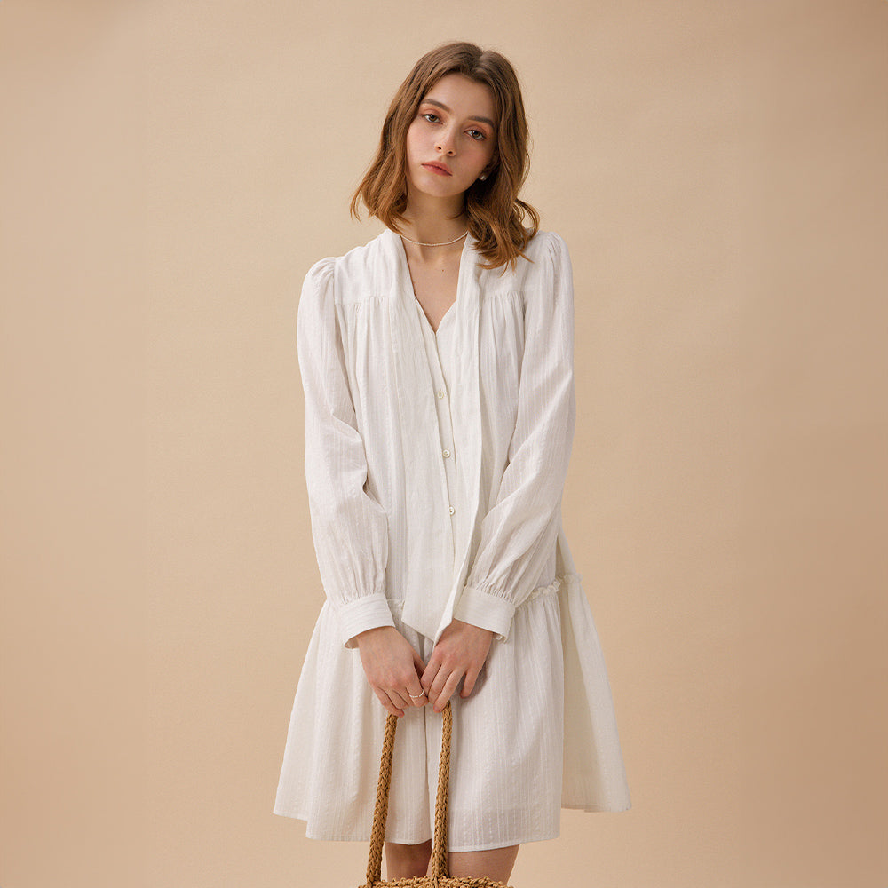 knee length dresses for ladies Lavinia Long Sleeve Lace Maxi Dress With Silk Oversized Bow Accent main image 1