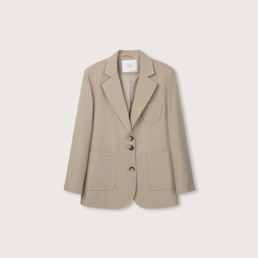CHERYL U-Pocket Classic Jacket - Beige | Poly-Wool Blend