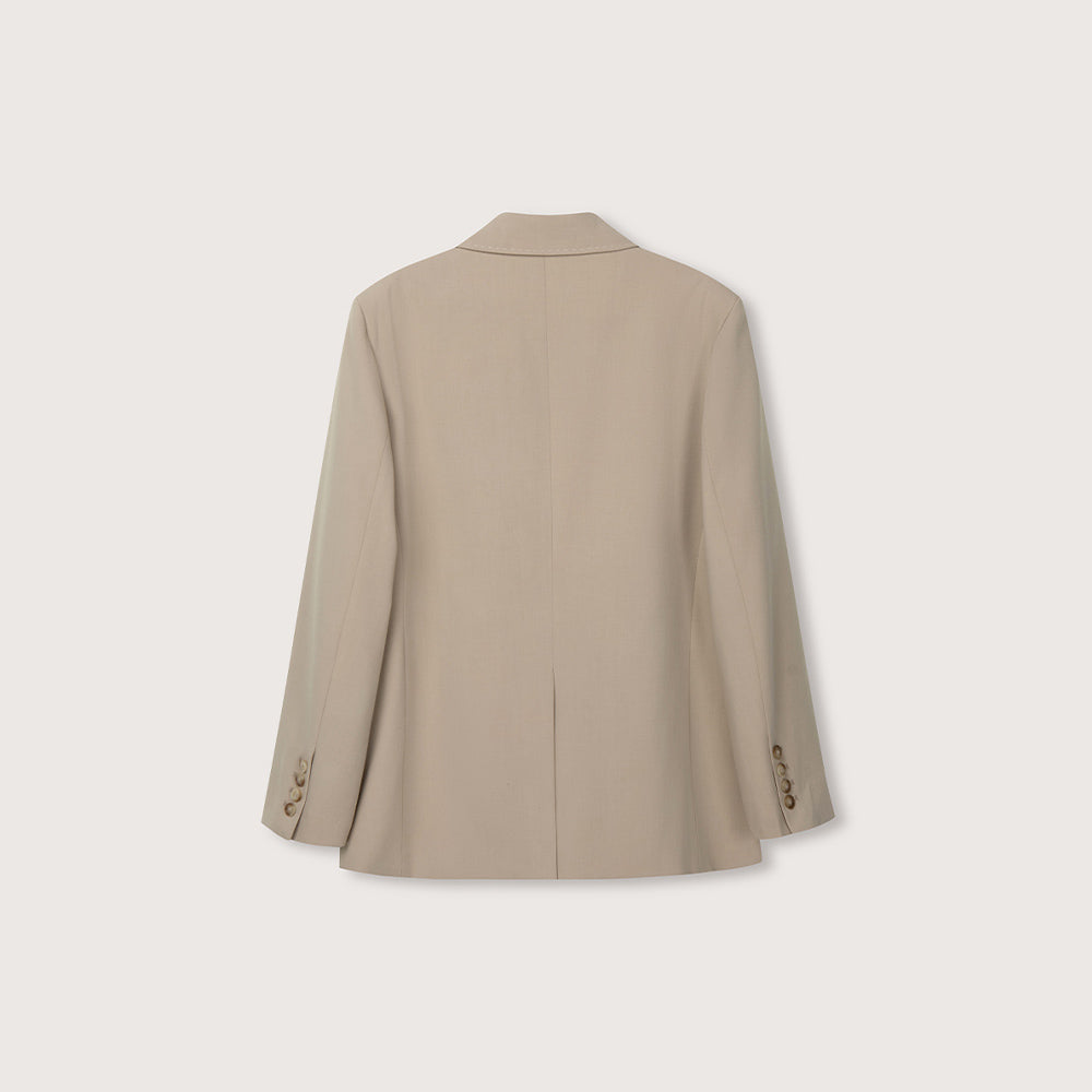 ジャケット・アウター louren twill no collar jacket beige Satin Twill One Button Notch Collar Jacket