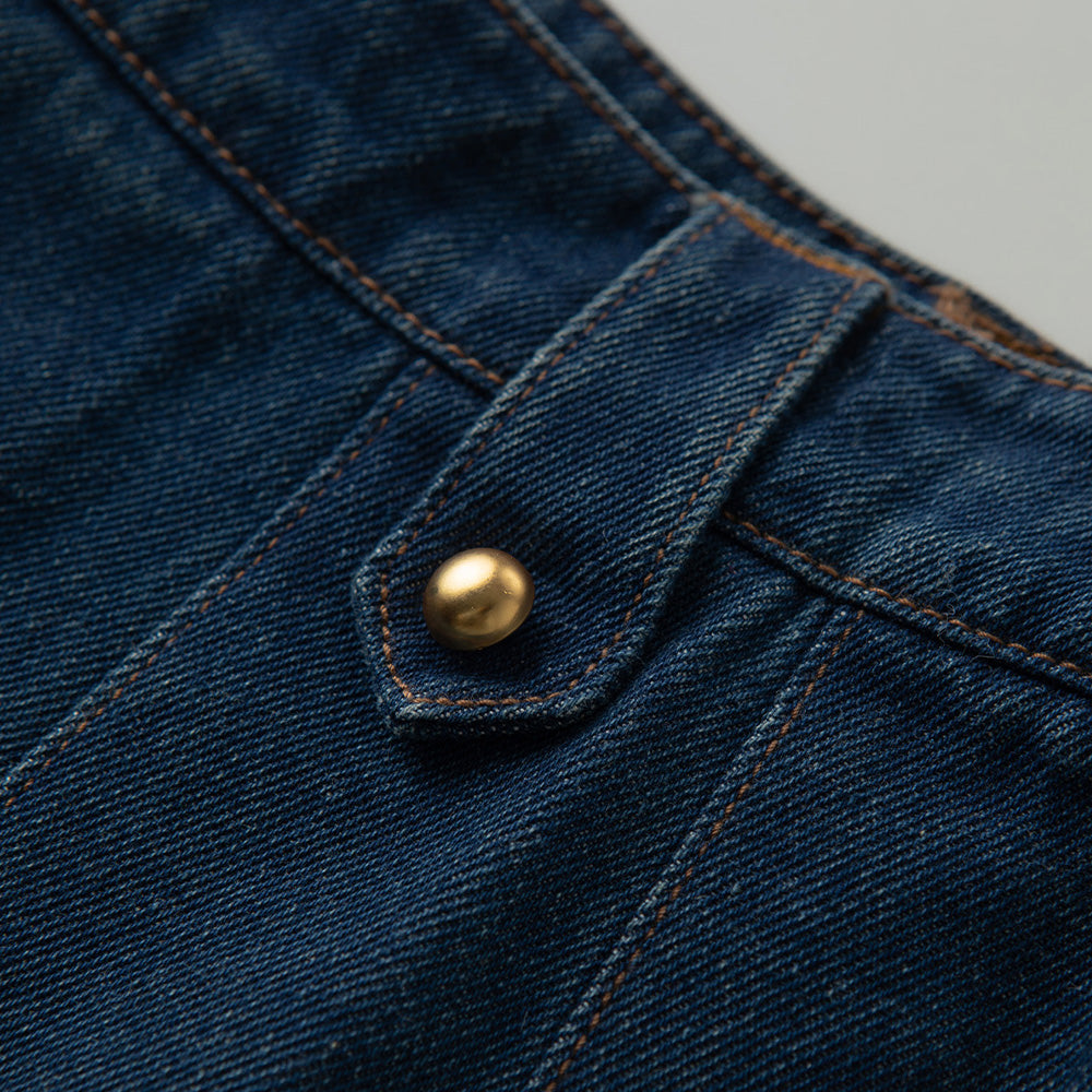 AUDREY Denim Pleats Mid Skirt - Blue | Trendy Cotton Blend