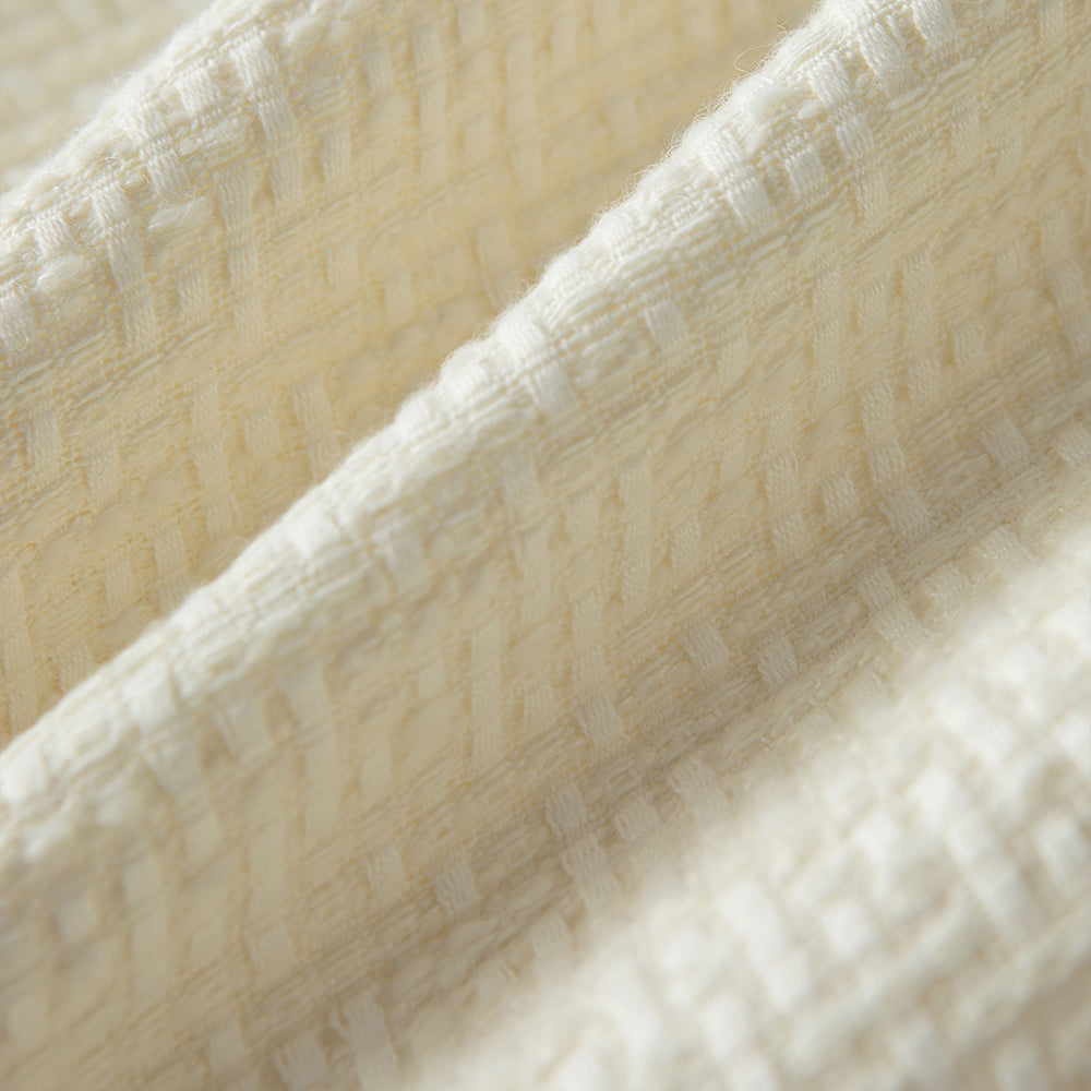 WILMA Woolen V Neck Tweed Jacket - Ivory – Lenina US