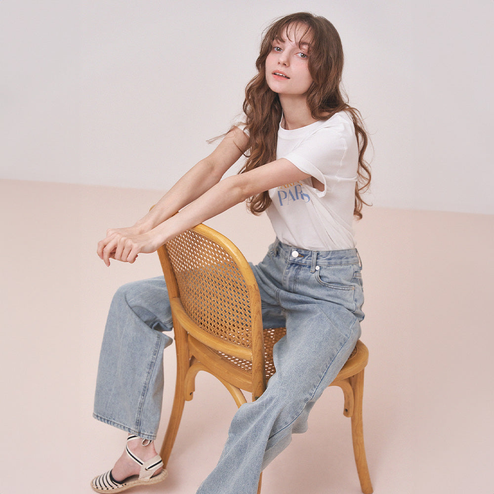 【BAON】Konei Washing Denim Pants Vintage Washing Wide Leg Denim Pants CN14 - Korean Women's