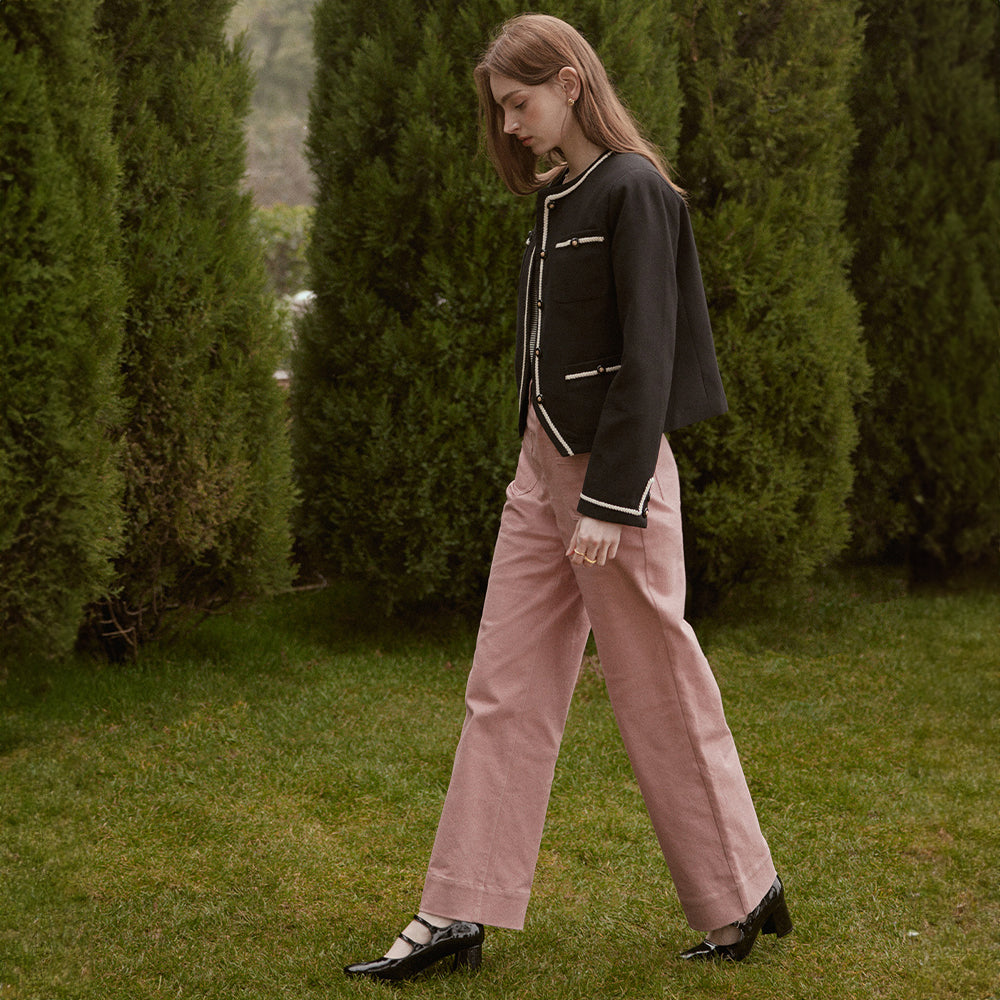 JENNY Herringbone Tweed Jacket - Black – Lenina US