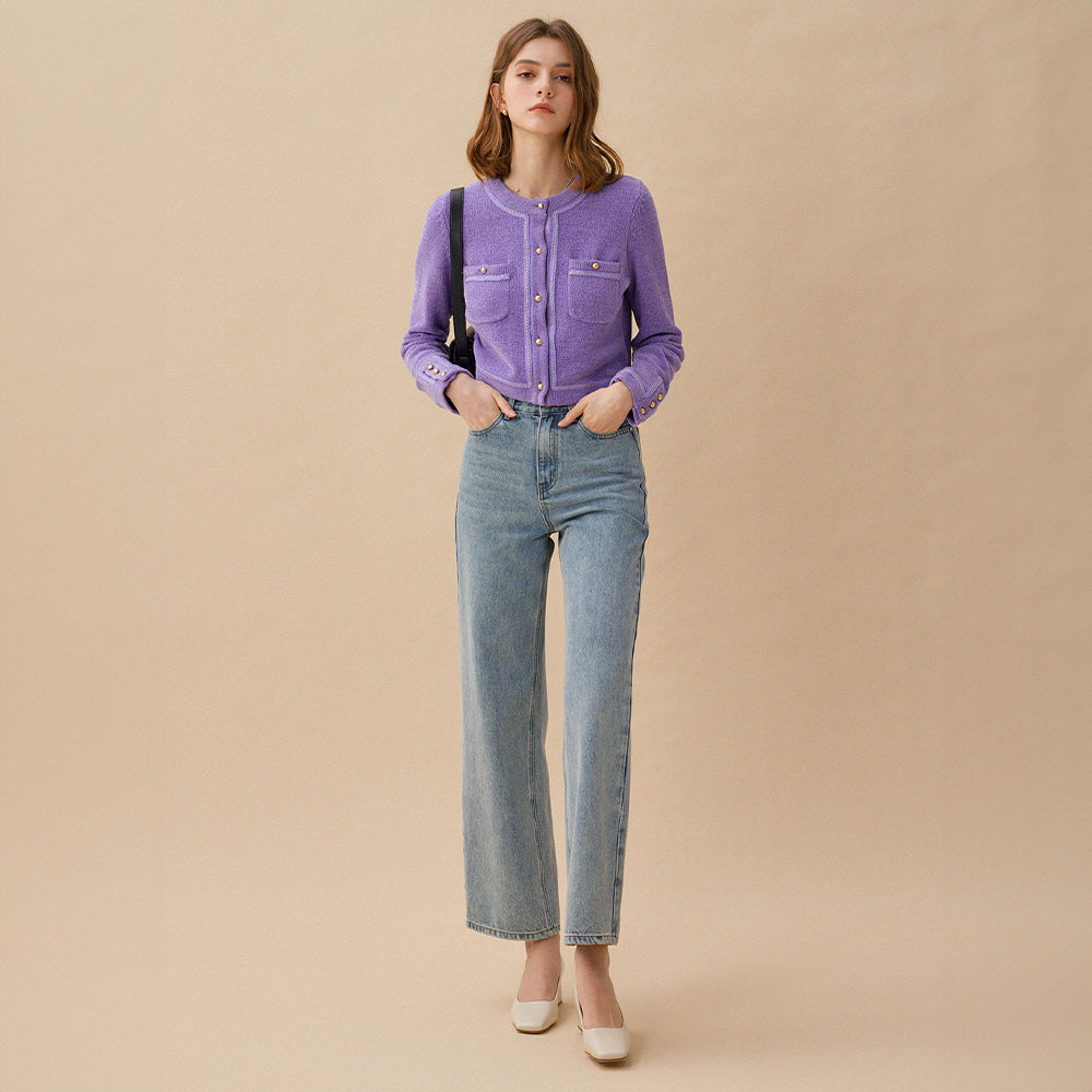 デニム・ジーパン Women's semi-wide washed denim pants light blue Huesdet Womens Jeans Baggy Stretchy High Waisted Denim Wide